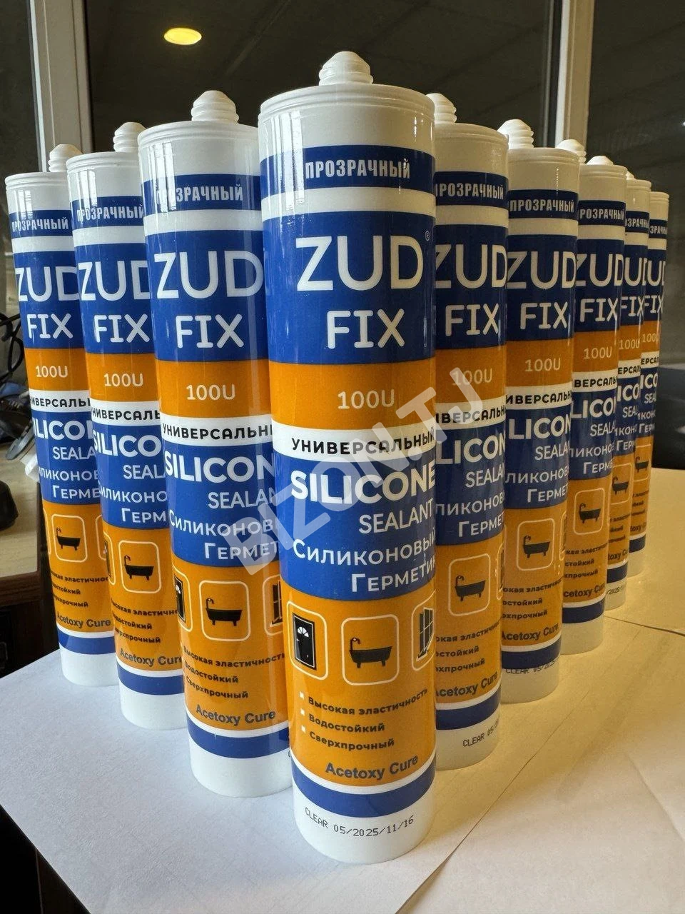 Силиконовый герметик универсальный, высокой плотности ZUD FIX, прозрачный, 270мл. 3